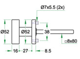 ARTITEC vlakke knop vast op rozet O52mm - enkel - met nokken - RVS mat