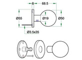 ARTITEC Entro bouton pour la porte d entree 50mm fixation unilaterale