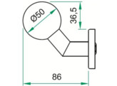 ARTITEC bolknop op rozet O50mm - wijkend - enkel - zonder nokken - RVS mat