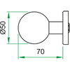 ARTITEC bouton rond fixe sur rosace O50mm - simple - sans ergots - RVS mat