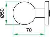 ARTITEC bouton rond fixe sur rosace O50mm - simple - sans ergots - RVS mat