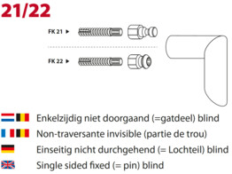 ARTITEC set de fixation pour tirant - FIX 21/22 -  42mm