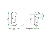 ARTITEC schuifrozet ovaal PC - 6mm - RVS