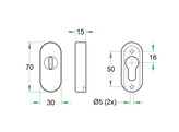 ARTITEC schuifrozet ovaal PC - 6mm - RVS