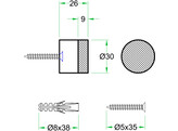 ARTITEC deurstopper wand o30mm - RVS zwart